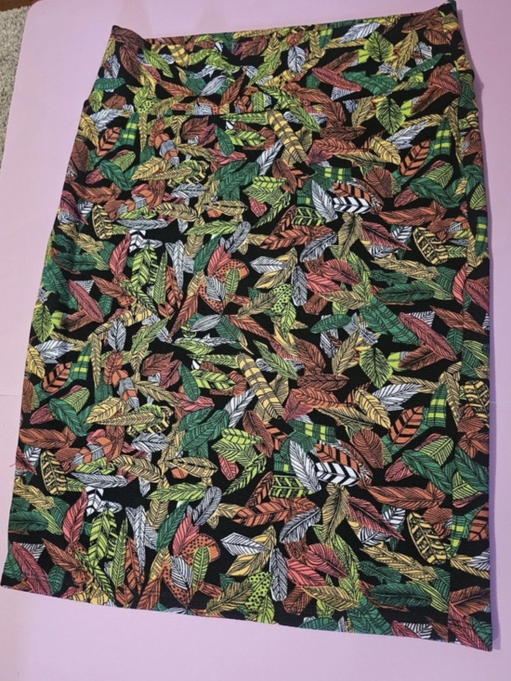 LuLaRoe Jill Skirt Jill Leaf Print Midi Skirt XL